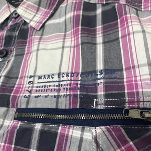 MARC ECKO Cut & Sew Shirt Mens XL Y2k Light Purple Plaid ZipPocket Military XL - Picture 5 of 22