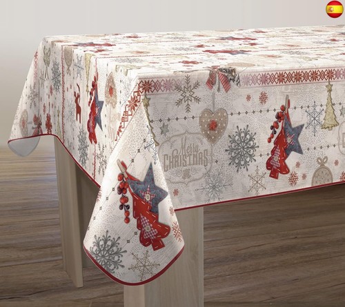 Le linge de Jules Mantel Antimanchas Feliz Navidad - Rectángulo 150 x 200 cm