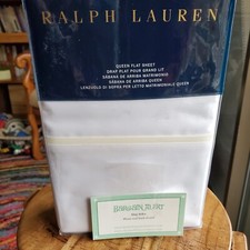 RALPH LAUREN Palmer Percale Regatta Cream QUEEN FLAT SHEET White Ivory Cream NEW
