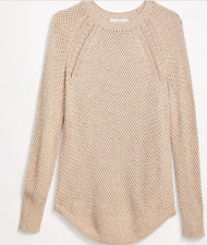 NEW NWT Loft Stitchy Shirttail Sweater Size: XS Color: Pale Camel Heather