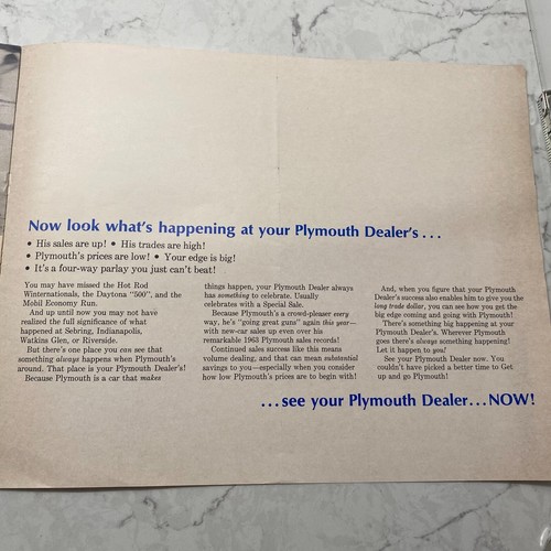 1964 Plymouth Vehicle Race Track Road Test or Test Track Sales Brochure Catalog - Picture 7 of 8