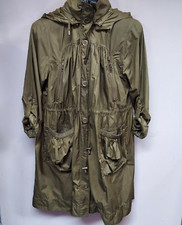 H  M Womens Size 8 Anorak Jacket Snap Button Hoodie Roll Tab Sleeve Drawstring