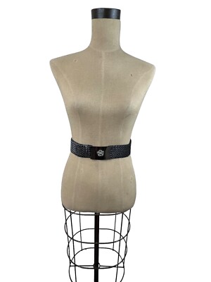 VTG Womens Fish Scale Stretch Belt Silver Tone Metal Floral  display picture 2