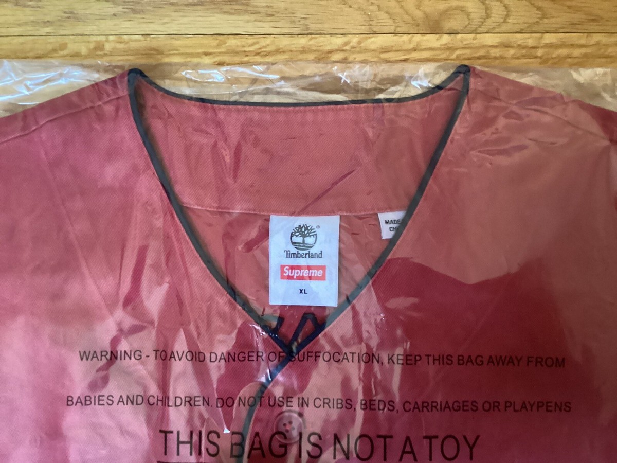 BRAND NEW Supreme X Timberland Baseball Jersey Red Size XL SS23 IN