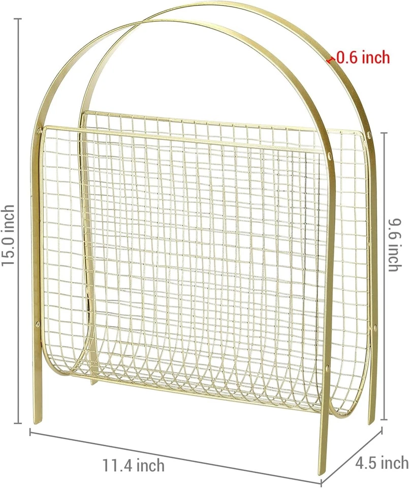 Organizador de documentos de revista de escritorio con diseño de eslinga de mediados de siglo de metal dorado vintage Foto 4 de 4
