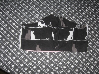 Cat Fabric Face Mask Fabric Handmade Multi-Color White & Gray on Black S Adult