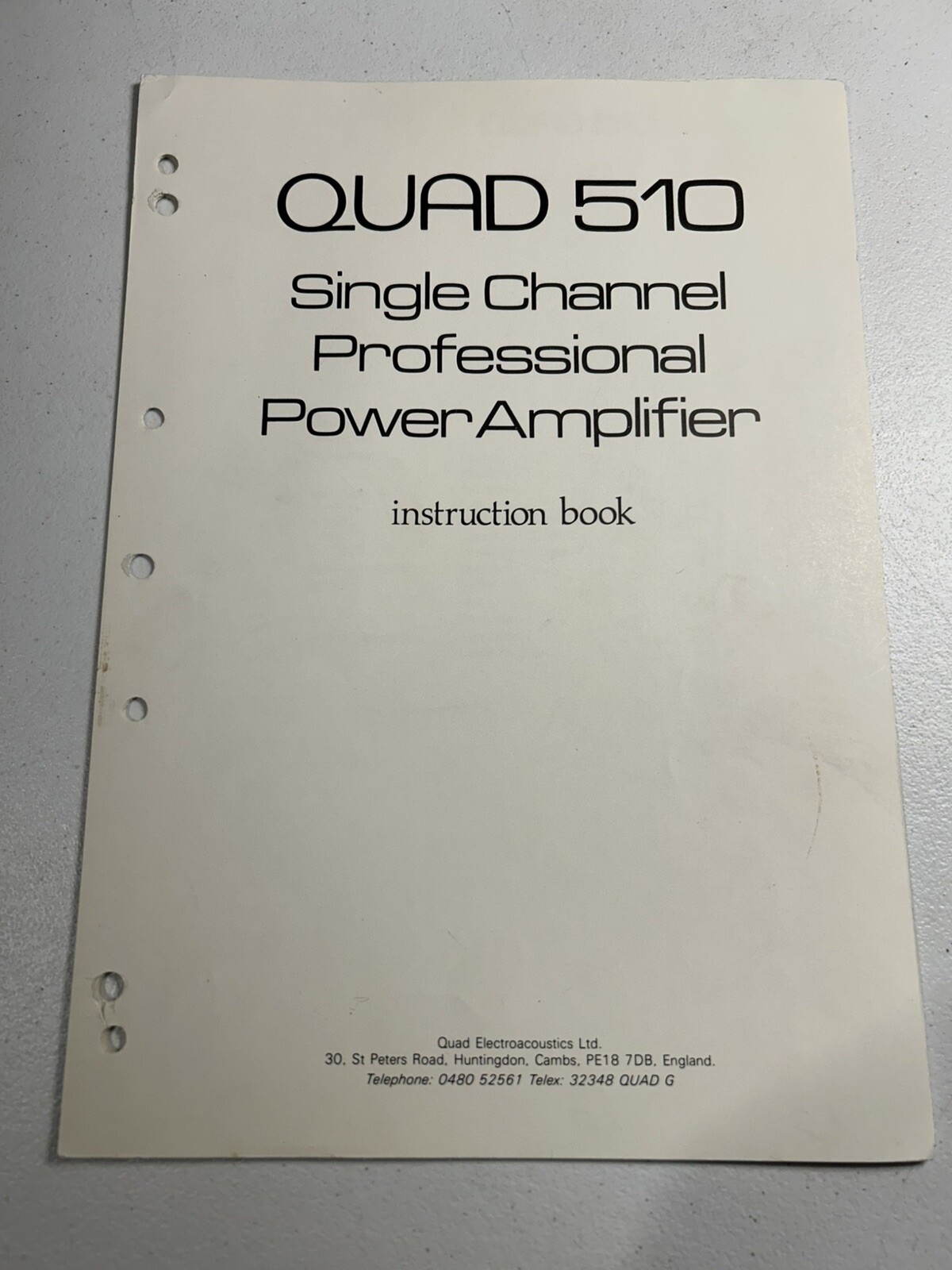 Quad 510 Single Channel Power Amplifier Amp Instruction Book Original Vintage