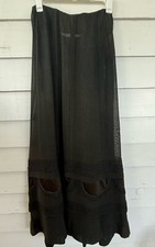 Antique 1910's French Voile Black Skirt Soutache Velvet Embellished XS
