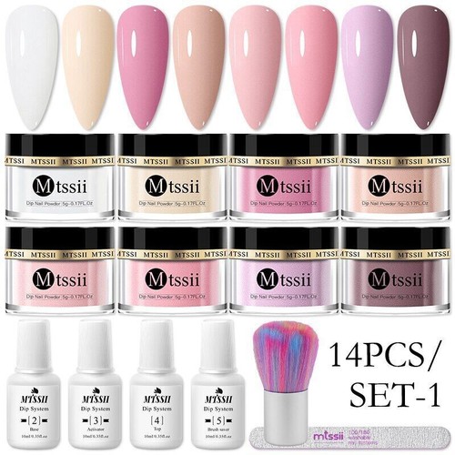 Juego de polvo de uñas de inmersión de 5 g sistema de inmersión en polvo brillo de uñas desnudo kit de uñas arte - Imagen 7 de 77