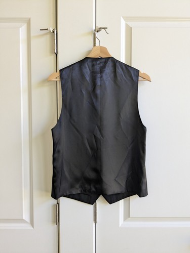 Pronto Uomo Waistcoat Men S Black 100% Wool Formal Button Up Suit Vest Pockets - Picture 4 of 7