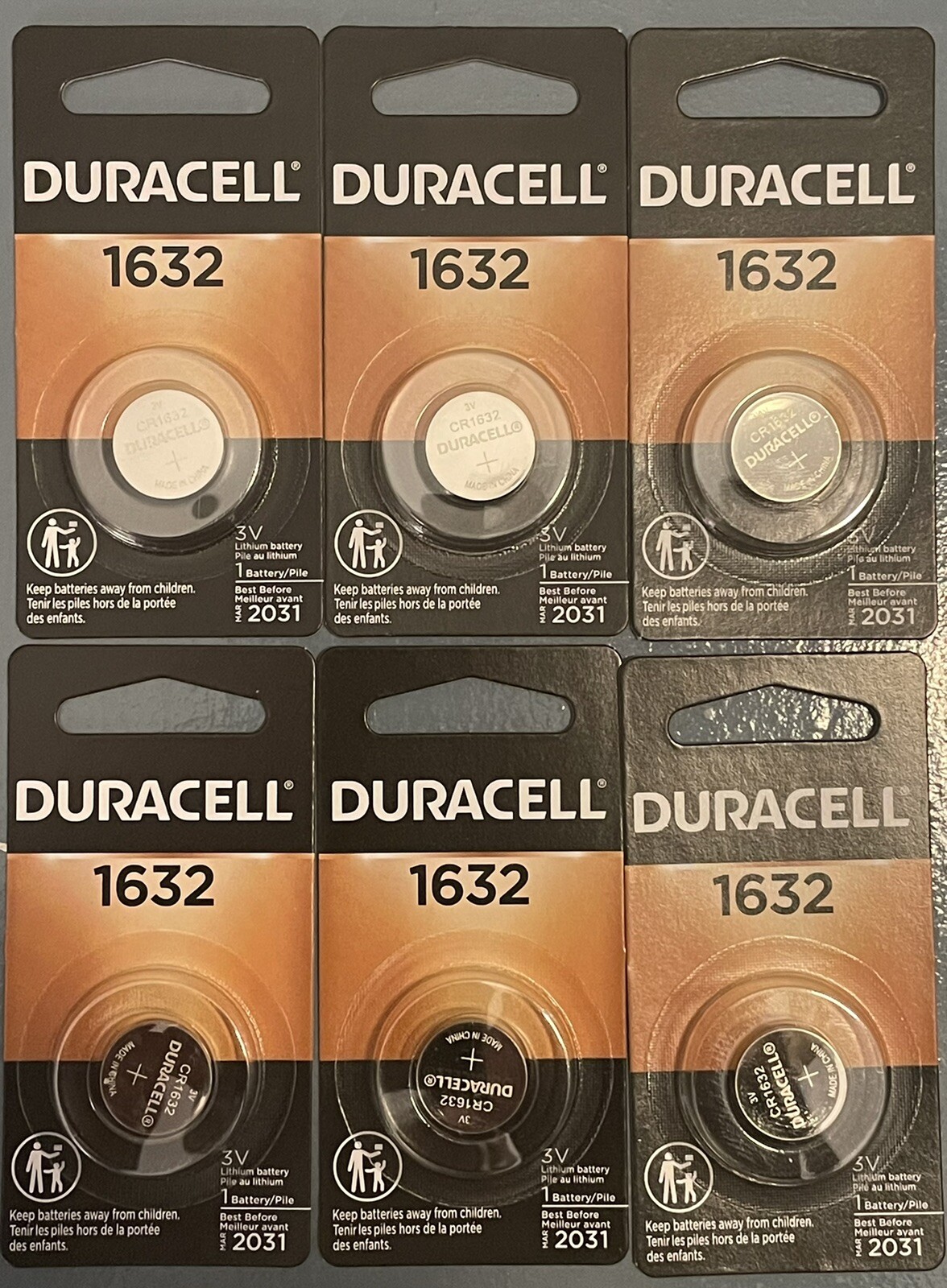 Duracell Lithium DL1632 CR1632 3v Batteries 6 Count Exp 03/2031 New in