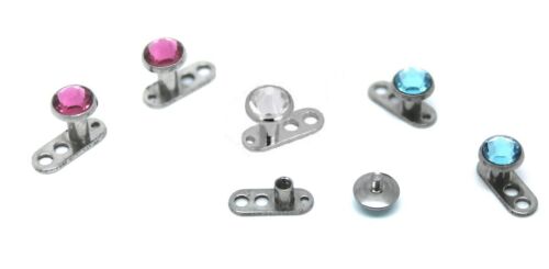 Clear Titanium Plated Steel Dermal Anchor Body & Head Microdermal Piercing Gem - Picture 1 of 6