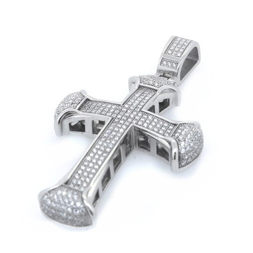 Stainless Steel 316 Pave Men's Cross Pendant (Only Pendant) - Picture 4 of 8