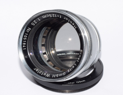 Leitz Hektor 2.5/12.5cm 125mm w/ Shade Hood 2x cap Adapter For