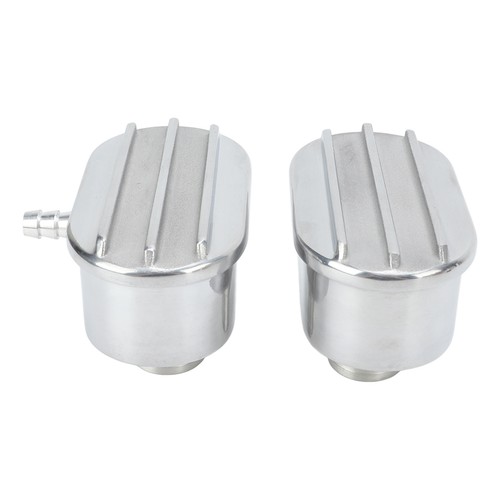 New Aluminum Valve Cover Breather PCV Combo Kit Finned Oval Polished 6100FP - Picture 7 of 22