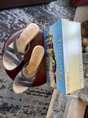 Tuscany Easy Street Italian Heal Sandals Women's 6 1/2 M Sparkle Glitter Wedge - Picture 10 of 16