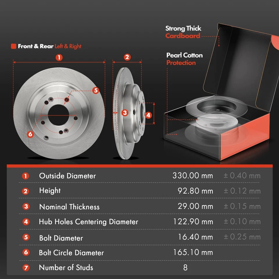 Rotor de freno de disco y pastilla de freno para Hyundai Genesis Coupe 10-16 lado delantero y trasero Foto 2 de 4