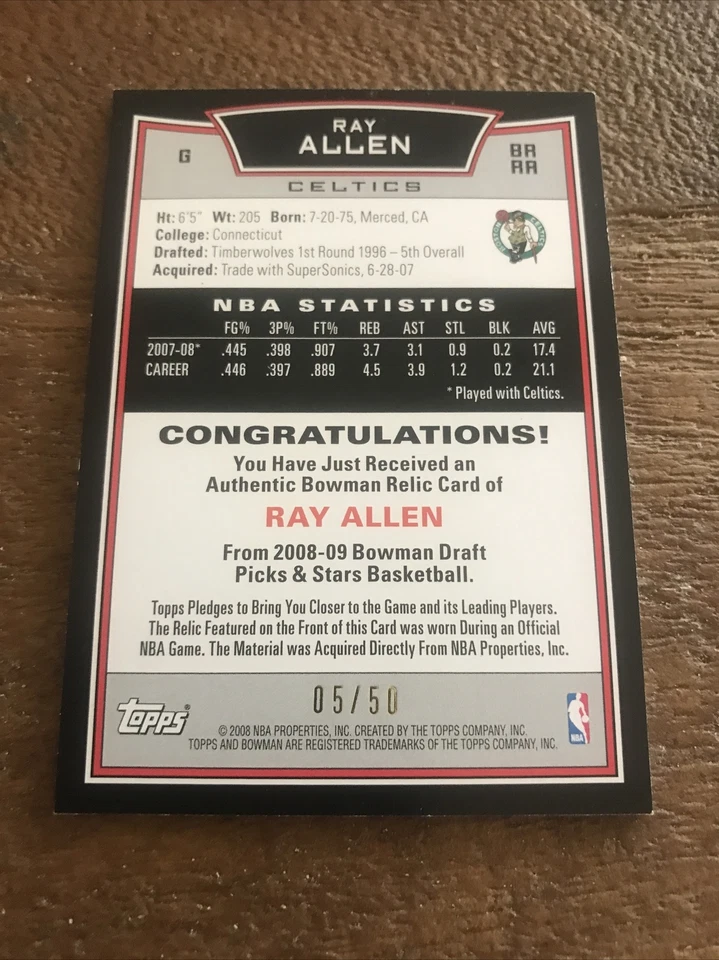 Tarjeta de reliquia Bowman Bowman 2008 azul 05/50 auténtica Bowman Foto 2 de 3