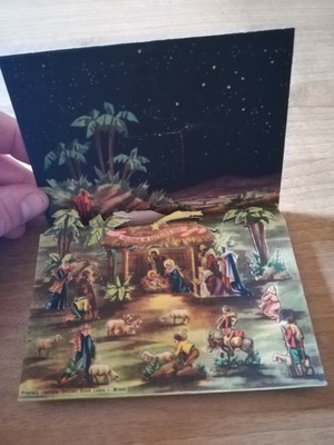 Buon Natale Presepe Con Figure Staccabili Biglietto D Auguri Ebay