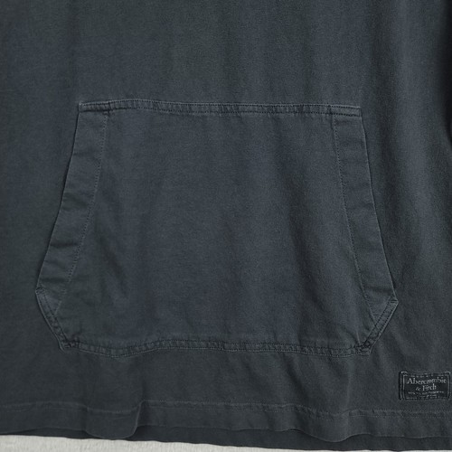 Abercrombie & Fitch Hoodie Mens Medium Gray Garment Dyed Cotton Pocket Tee Shirt - Picture 8 of 11