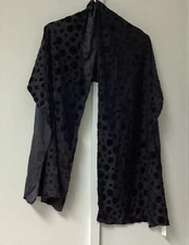 Capelli New York Scarf Fashion Shawl Wrap Black Polka Dots 19 X 70 New