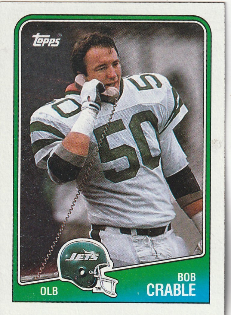 FREE SHIPPING-MINT-1988 Topps Bob Crable New York Jets #312