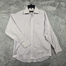 Donald J Trump Shirt Men 15 1/2 Purple Plaid Cotton Long Sleeve Button Up -stain