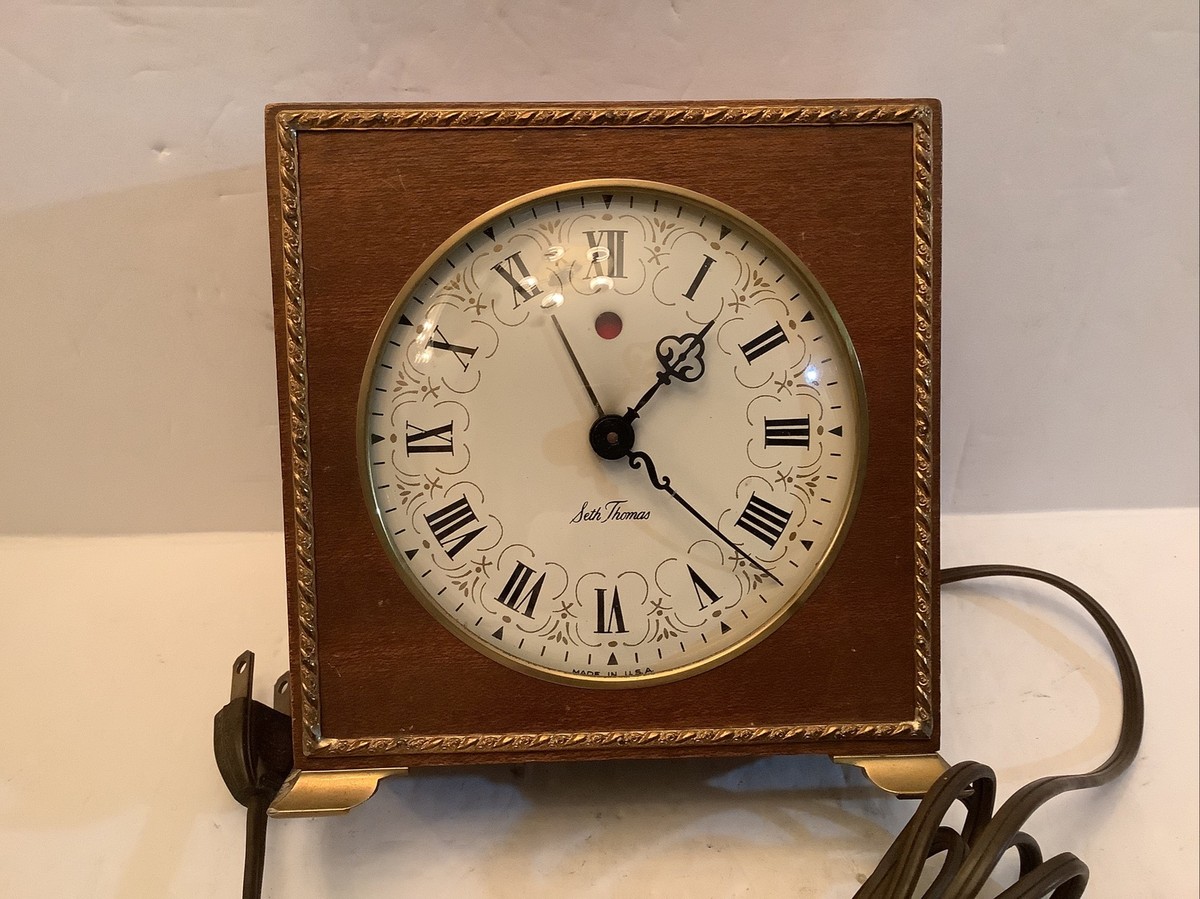 Vintage Seth Thomas Electric Alarm Mantle Clock Poise E 861 - 000