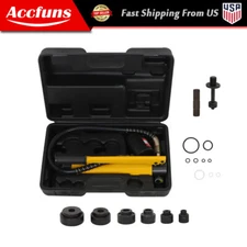 10 Ton Hydraulic Knockout Hole Punch Driver Kit 1/2 to 2 inch with 6 Dies