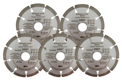 DIAMOND TOOLS DIRECT 5 Stück 115 mm Diamantscheibe Diamanttrennscheibe Flexscheibe Trennscheibe