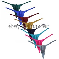 Men's Gorgeous pure color Pouch Thong Bulge Underwear Shiny Bikini