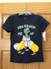 New Carter's Dinosaur Boys Shirt Top Blue Toddler Easter Egg many sizes