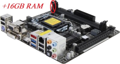 ASRock H81M-ITX LGA 1150 Mini ITX + 16GB RAM (2x8GB)+ I/O-shield (inkl.MwSt/VAT)