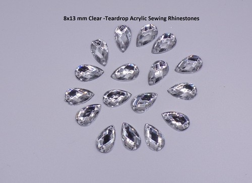 Pear / Teardrop / Droplet CRYSTAL Flatback Rhinestones Sew On Strass 8 *13 MM - Picture 12 of 34