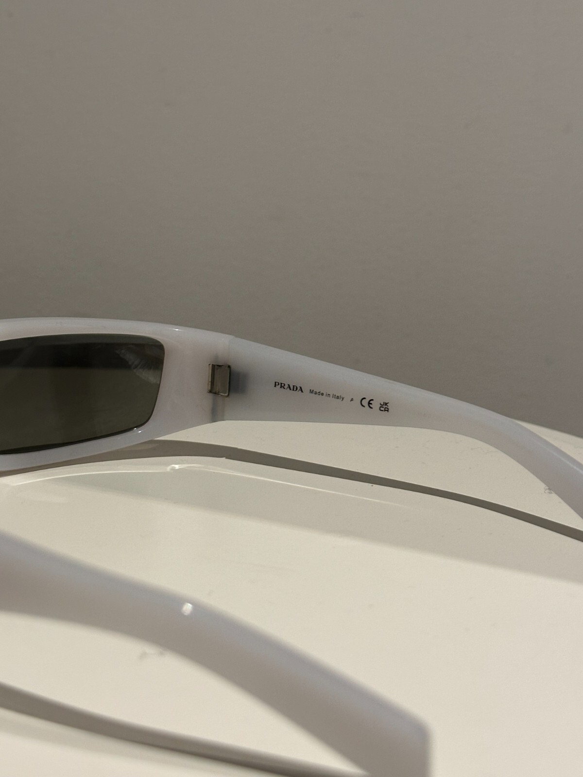 Prada Rectangular Sunglasses - Opalescent White C… - image 8