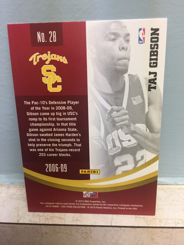 2015 PANINI USC TEAM COLLECTION TAJ GIBSON TROJANS CARD No. 28 - Image 2 of 2