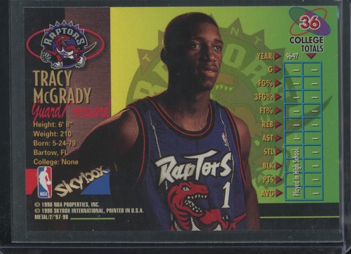 1997 97-98 Metal Universe Tracy McGrady #36 Rookie Card RC Raptors Foil - Picture 2 of 2