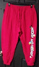 Disney Pants XL Jr 15-17 Red Sweatpants Mickey Mouse & Friends Pull On Jogger