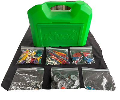Vtg K'NEX KNEX Green Box Hard Storage Carrying Case w/ Pieces Small Lot  Incomplt