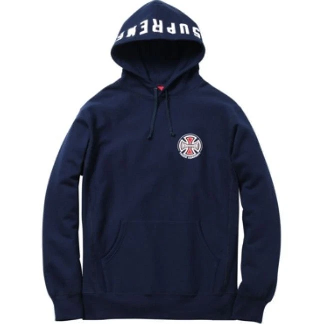 FELPA CON CAPPUCCIO PULLOVER SUPREME INDEPENDENT TRUCK CO BLU NAVY GRANDE NUOVA IN BORSA