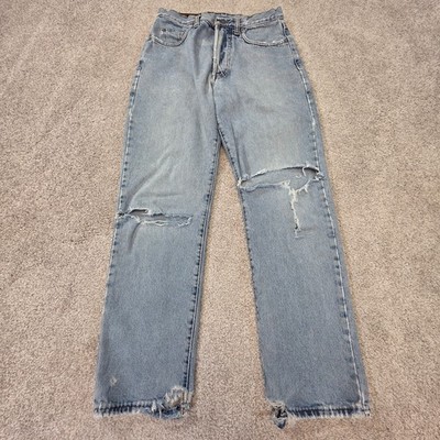 Pash Blue Jeans Pants Stright Destroyed 32X28 High Waist 80s Italy