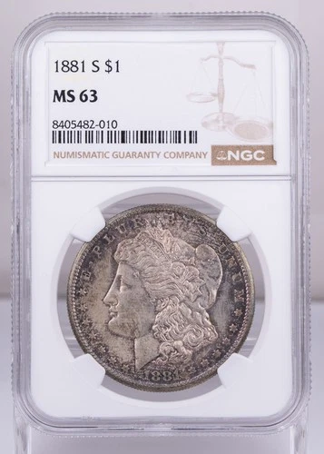 Certified 1881-S Morgan Silver Dollar NGC MS63 Original Toning $1