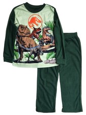 Jurassic World Boys Green Dino T-Rex Long Sleeve 2 Piece Pajama Set Size XS 4-5