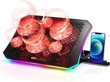 Laptop Cooling Pad, RGB Lights Laptop Cooler 6 Fans for 15.6-17.3 Inch Laptops,