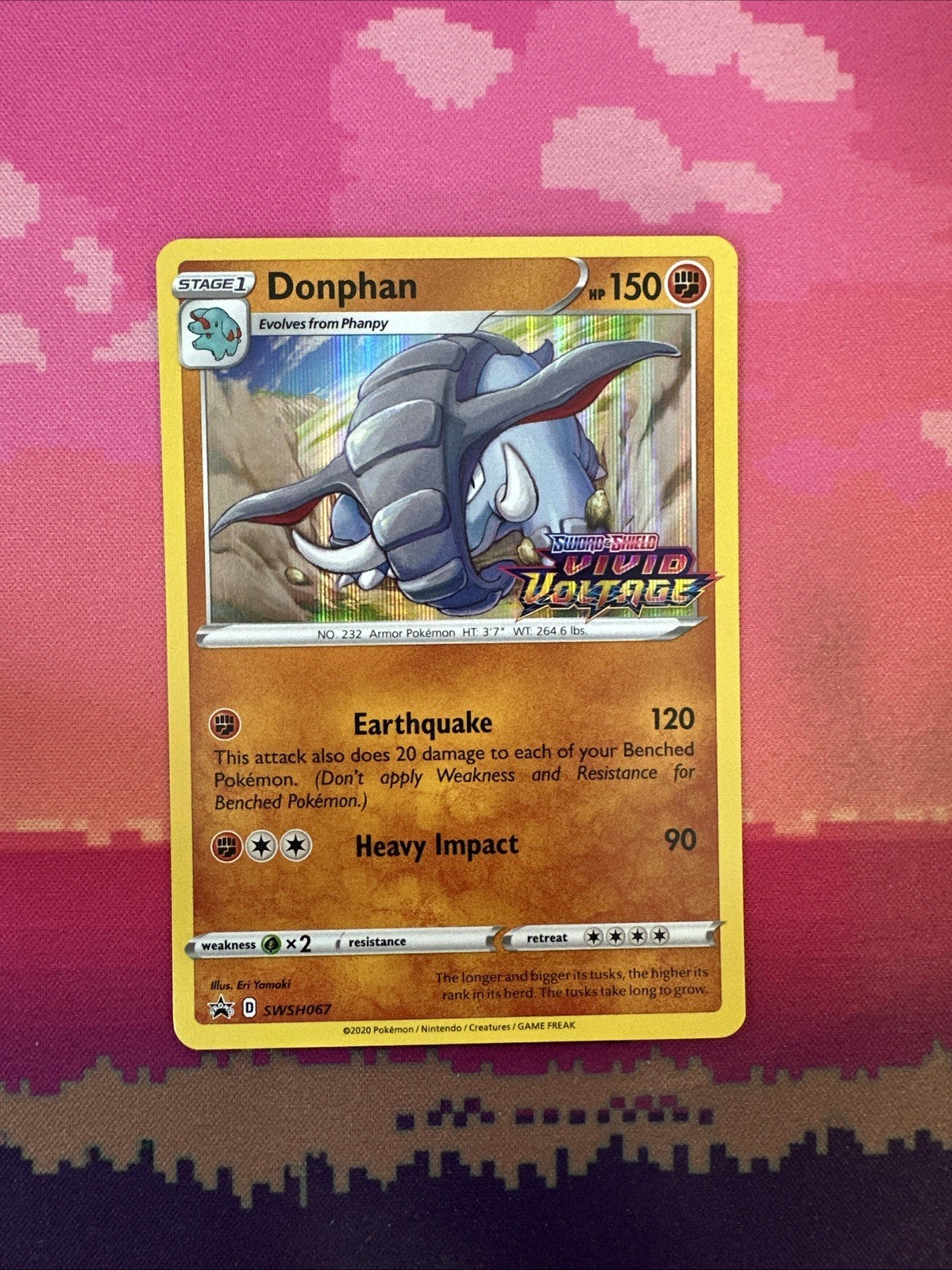 Pokemon Card Donphan SWSH067 Black Star Promo STAMPED Vivid Voltage Near Mint