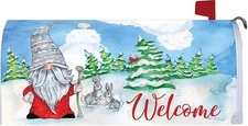 Gnome Holiday Christmas Mailbox Cover, Holiday Decor, Winter Outdoor Decor
