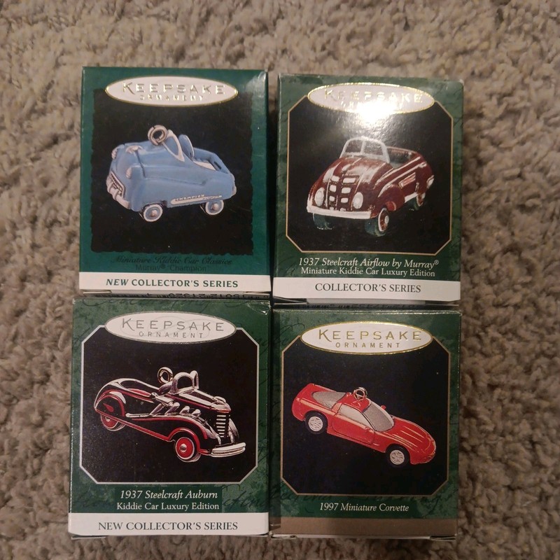 Vintage Hallmark 1990s Ornament  Car Miniatures lot of 4