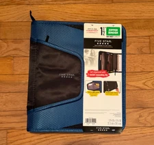 Five Star 1 -1/2 Inch Zipper 3 Ring Binder 3 Pocket Tab Expanding File Blue