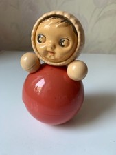 Vintage Russian nevalyashka musical toy roll poly doll small