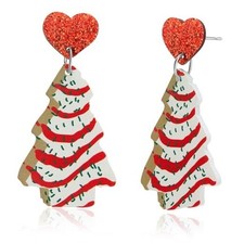 Christmas Earrings for Women Cute Xmas Tree Cookies Christmas Tree Heart
